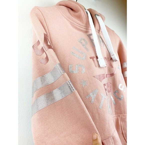 Superdry Womens Track And Field Hoodie Pink 6 - Picture 6 of 12